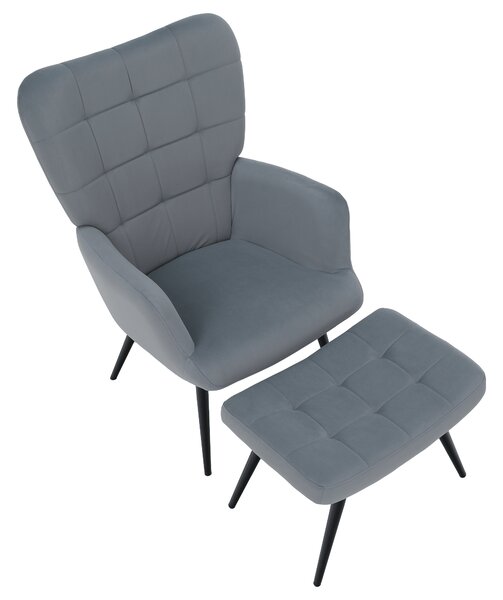 KONDELA Křeslo s podnoží, šedá Velvet látka/černá, HABEN
