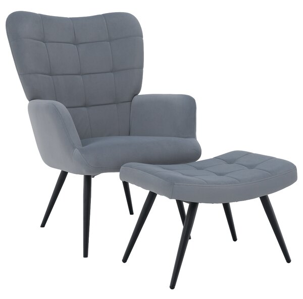 KONDELA Křeslo s podnoží, šedá Velvet látka/černá, HABEN