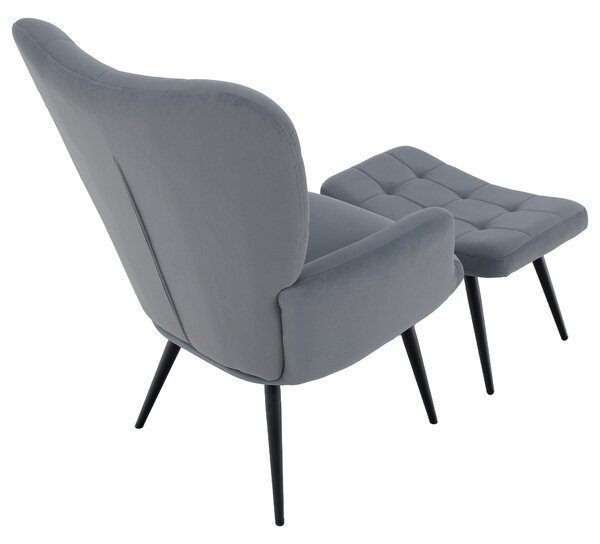KONDELA Křeslo s podnoží, šedá Velvet látka/černá, HABEN
