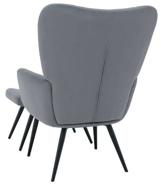 KONDELA Křeslo s podnoží, šedá Velvet látka/černá, HABEN