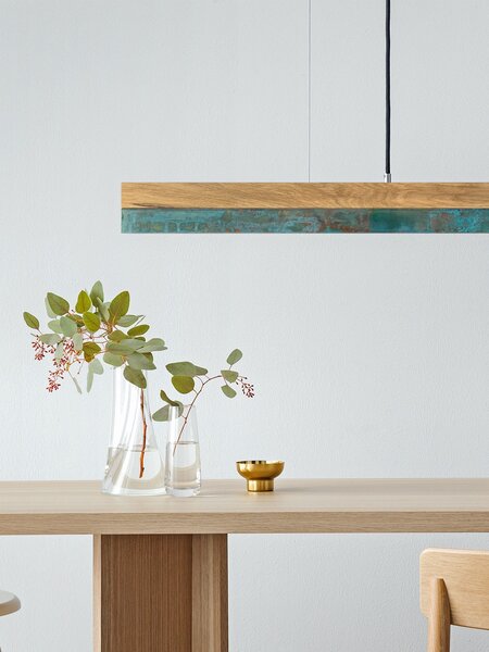 Lineární svítidlo Gant C2 2700K, d. 92cm, oxidovaná měď Barva el. vedení: Grafitová šedá, Povrch - materiál: Dubové dřevo, Délka kabelu: 1,8 m