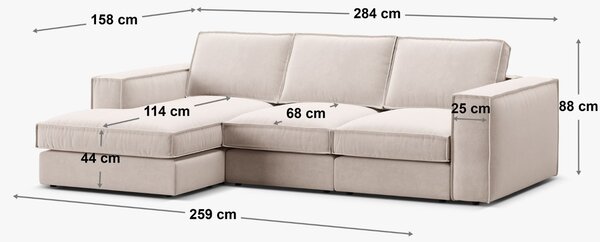 Micadoni Zelená rohová pohovka Pola 284 cm, pravá