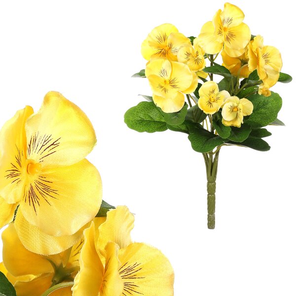 Autronic Květina umělá Maceška, barva žlutá KT7159