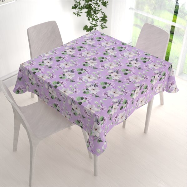 Biante Dekorační čtvercový ubrus PML-044 Květy magnolie na fialovém 40x40 cm