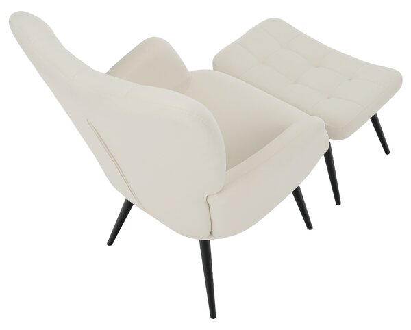 KONDELA Křeslo s podnoží, bílá Velvet látka/černá, HABEN
