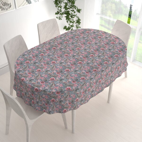 Biante Dekorační oválný ubrus PML-043 Tropické květy na šedém 100x140 cm