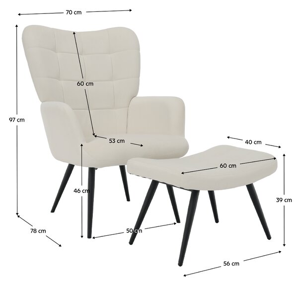 KONDELA Křeslo s podnoží, bílá Velvet látka/černá, HABEN