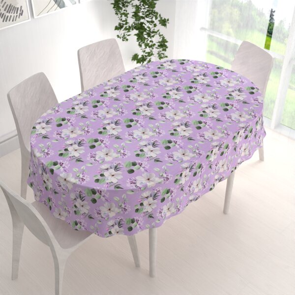 Biante Dekorační oválný ubrus PML-044 Květy magnolie na fialovém 100x140 cm