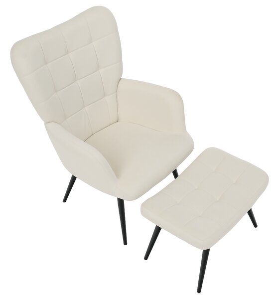 KONDELA Křeslo s podnoží, bílá Velvet látka/černá, HABEN
