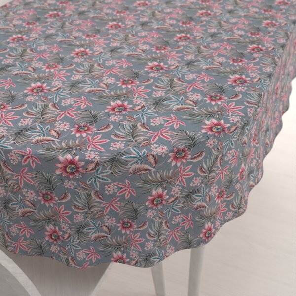 Biante Dekorační oválný ubrus PML-043 Tropické květy na šedém 100x140 cm