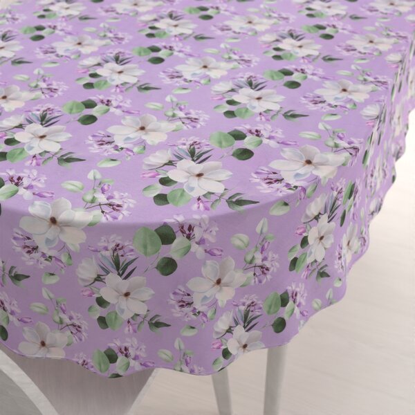 Biante Dekorační oválný ubrus PML-044 Květy magnolie na fialovém 100x140 cm