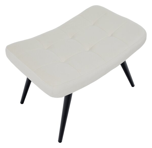 KONDELA Křeslo s podnoží, bílá Velvet látka/černá, HABEN