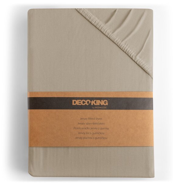 Bavlněné jersey prostěradlo s gumou DecoKing Amber cappuccino, velikost 180-200x200+30