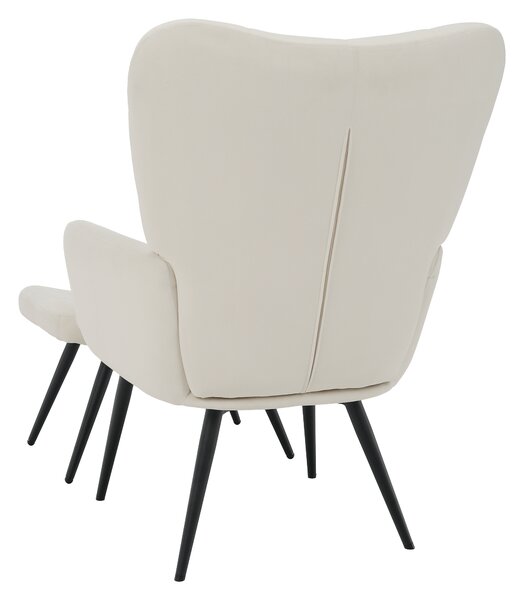KONDELA Křeslo s podnoží, bílá Velvet látka/černá, HABEN