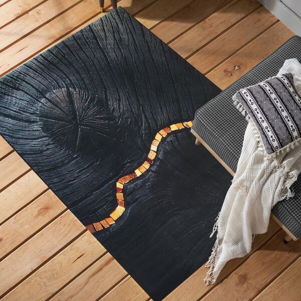 Makro Abra Moderní kusový koberec BLACK and GOLD N 11 Staré dřevo černý zlatý Rozměr: 60x100 cm