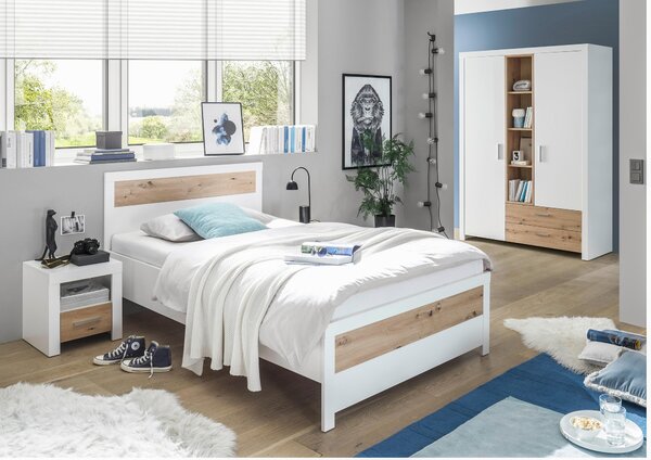 POKOJ PRO MLÁDEŽ, 120/200 cm bílá, dub artisan Xora - Dětské postele, Online Only