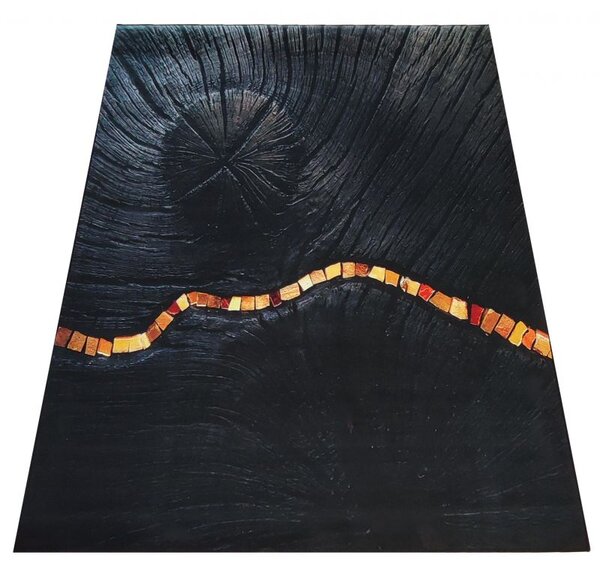 Makro Abra Moderní kusový koberec BLACK and GOLD N 11 Staré dřevo černý zlatý Rozměr: 60x100 cm