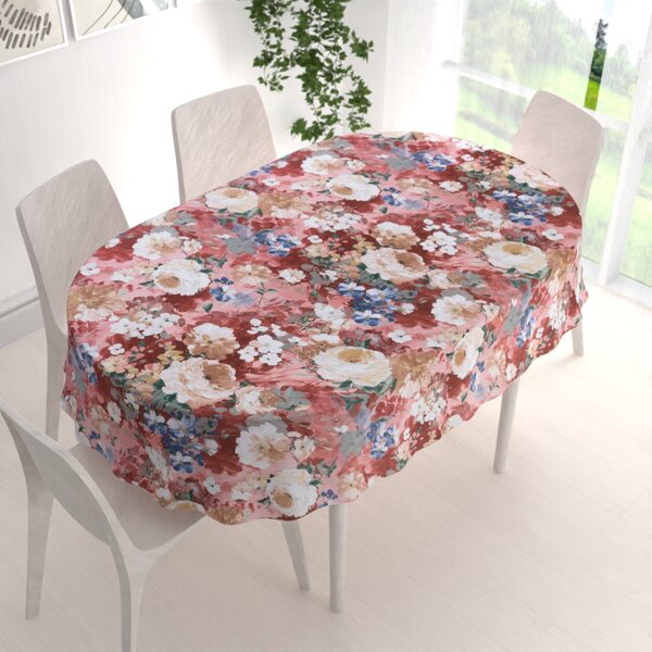 Biante Dekorační oválný ubrus PM-054 Malované květy na růžovém 100x140 cm