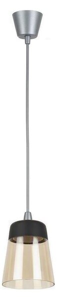 Brilagi-LED Lustr R GLASS 1xE27/60W/230V pr. 15,5cm stříbrná/kouř béžová/černá