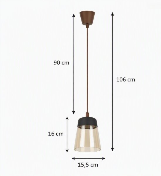 Brilagi - LED Lustr R GLASS 1xE27/60W/230V pr. 15,5 cm hnědá/kouř béžová/černá