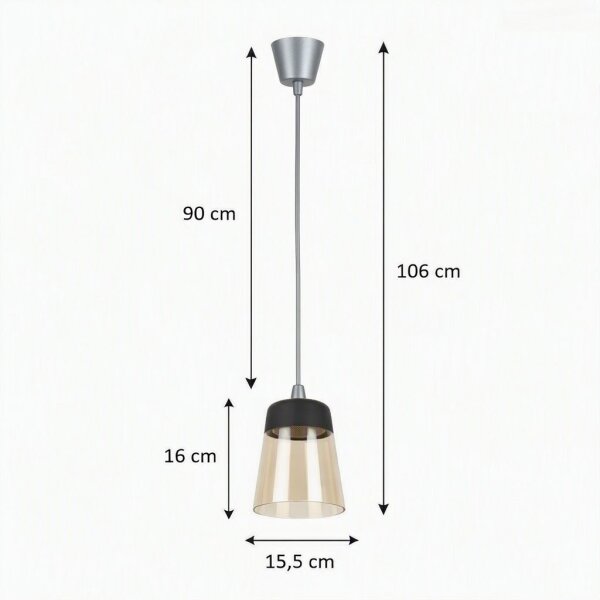 Brilagi-LED Lustr R GLASS 1xE27/60W/230V pr. 15,5cm stříbrná/kouř béžová/černá