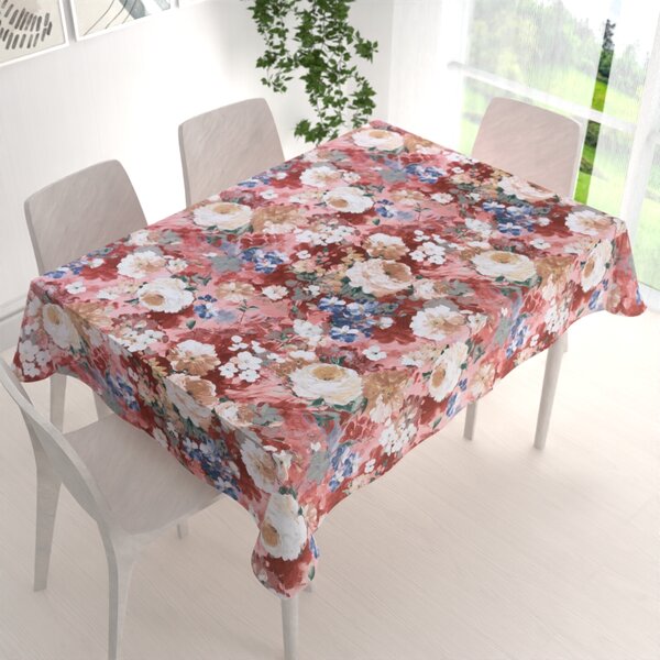 Biante Dekorační obdélníkový ubrus PM-054 Malované květy na růžovém 50x100 cm