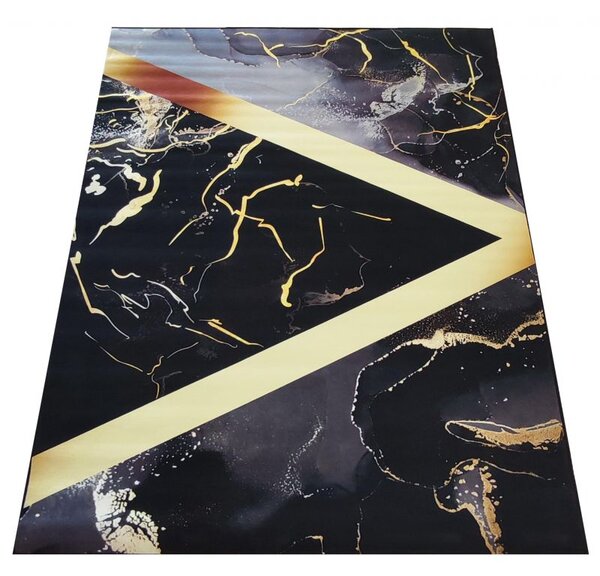 Makro Abra Moderní kusový koberec BLACK and GOLD N 12 Abstraktní Geometrický černý zlatý Rozměr: 60x100 cm
