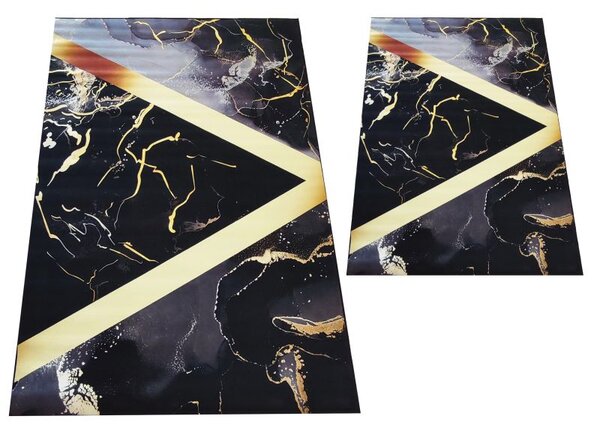 Makro Abra Moderní kusový koberec BLACK and GOLD N 12 Abstraktní Geometrický černý zlatý Rozměr: 60x100 cm