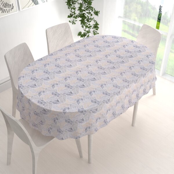 Biante Dekorační oválný ubrus PML-057 Mozaika žlutošedých listů na šedém 100x140 cm
