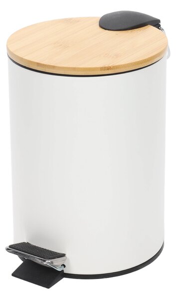Odpadkový koš do koupelny s bambusem ZETRU, 3 l, bílý