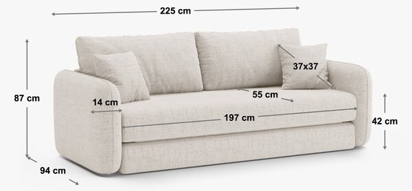 Micadoni Světle béžová rozkládací pohovka Dormi 225 cm