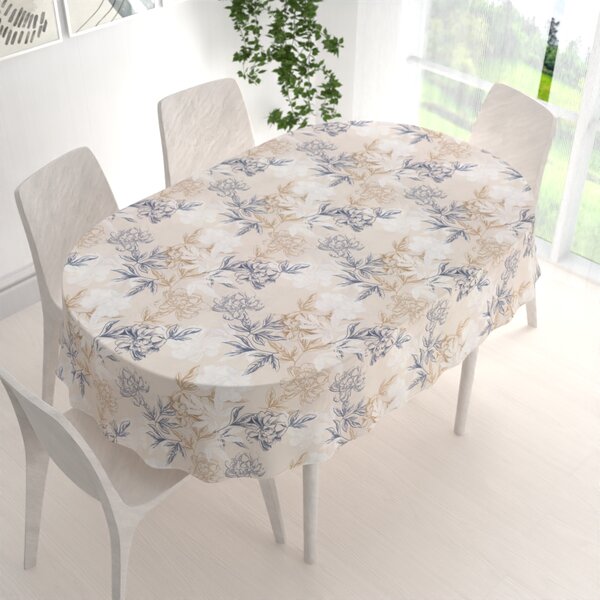 Biante Dekorační oválný ubrus PML-058 Květinová perokresba na světle béžovém 100x140 cm