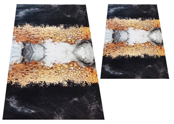 Makro Abra Moderní kusový koberec BLACK and GOLD N 13 Abstraktní černý zlatý Rozměr: 80x150 cm