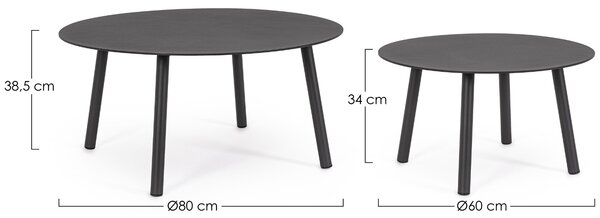 Bizzotto Šedý zahradní set stolků Aminta 60/80 cm