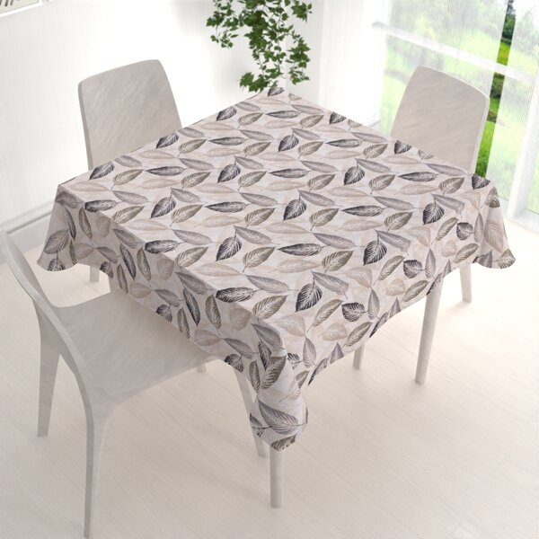 Biante Dekorační čtvercový ubrus PML-056 Zeleno-černé listy na béžovém 40x40 cm