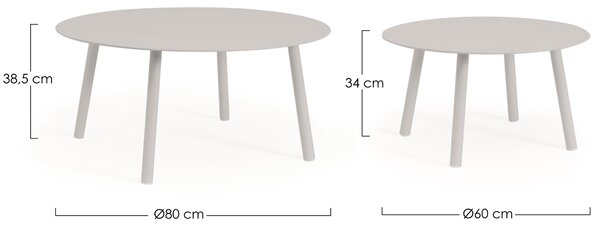 Bizzotto Světle šedý zahradní set stolků Aminta 60/80 cm
