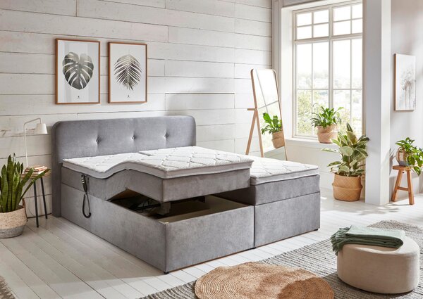 POSTEL BOXSPRING, 180/200 cm, světle šedá Livetastic - Postele s úložným prostorem, Online Only