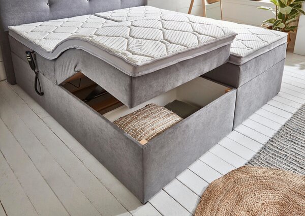 POSTEL BOXSPRING, 180/200 cm, světle šedá Livetastic - Postele s úložným prostorem, Online Only