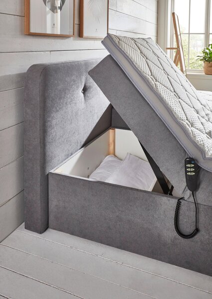 POSTEL BOXSPRING, 180/200 cm, světle šedá Livetastic - Postele s úložným prostorem, Online Only