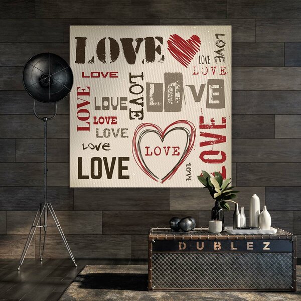 DUBLEZ | Dřevěný obraz - Love Love Love | UV tisk, Premium
