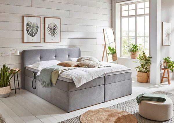 POSTEL BOXSPRING, 180/200 cm, světle šedá Livetastic - Postele s úložným prostorem, Online Only