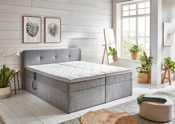 POSTEL BOXSPRING, 180/200 cm, světle šedá Livetastic - Postele s úložným prostorem, Online Only