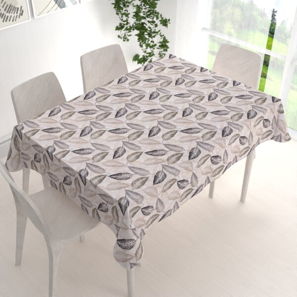 Biante Dekorační obdélníkový ubrus PML-056 Zeleno-černé listy na béžovém 60x100 cm