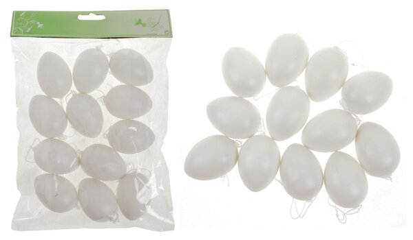 Autronic Vajíčka plastová 6cm, 12 kusů v sáčku, barva bílá, cena za sáček VEL5046 WT