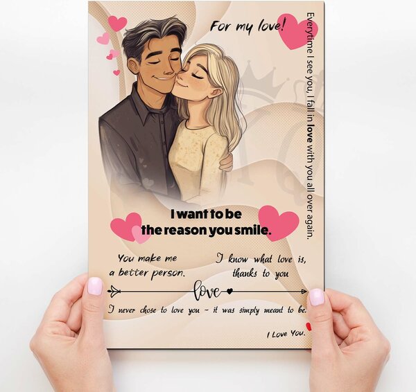 DUBLEZ | Dřevěný obraz s vyznáním lásky - For my love | UV tisk, Premium