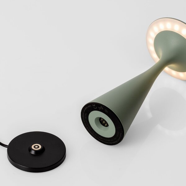 Nova Luce Zelená kovová nabíjecí stolní LED lampa Grigio