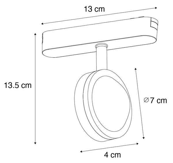 Moderní černé bodové svítidlo pro jednofázový kolejnicový systém včetně otočného a sklopného LED - Magnetic Lance