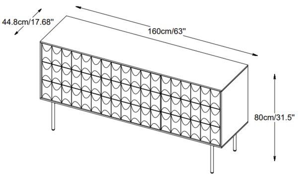 Unique Furniture Tmavě hnědá dubová komoda Latina 160 x 45 cm