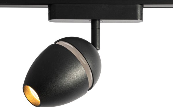 Moderní černé bodové svítidlo pro jednofázový kolejnicový systém včetně LED - Magnetic Eggy