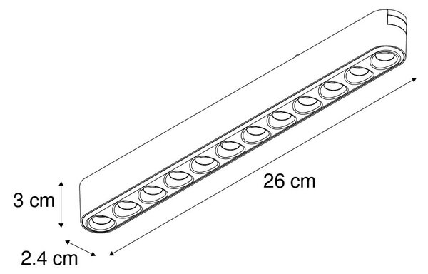 Moderní černé stropní svítidlo pro kolejnicový systém jednofázové 12W 3000K - Magnetic Puntua